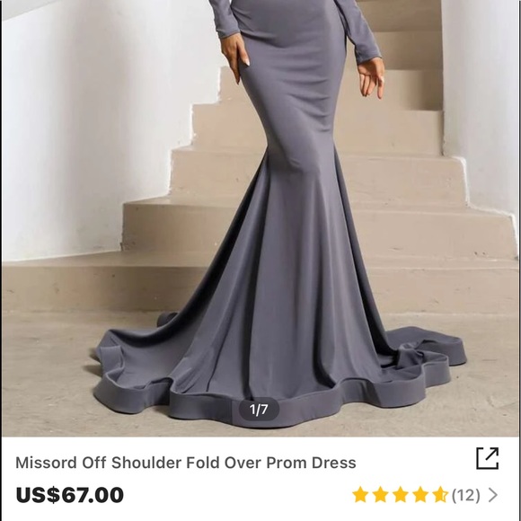 Missord Off Shoulder Fold Over Prom Dress - Picture 2 of 3